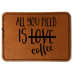 Coffee Lover Faux Leather Iron On Patch - Rectangle