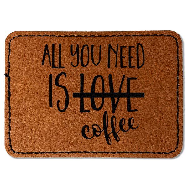 Custom Coffee Lover Faux Leather Iron On Patch - Rectangle