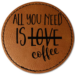 Coffee Lover Faux Leather Iron On Patch - Round