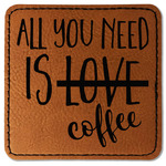 Coffee Lover Faux Leather Iron On Patch - Square