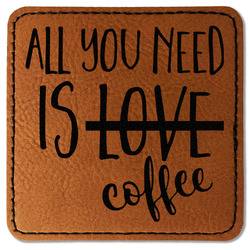 Coffee Lover Faux Leather Iron On Patch - Square