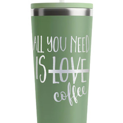 Coffee Lover RTIC Everyday Tumbler with Straw - 28oz - Light Green - Single-Sided