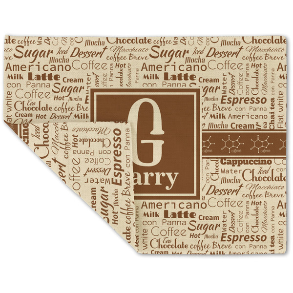 Custom Coffee Lover Double-Sided Linen Placemat - Single w/ Name and Initial