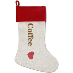 Coffee Lover Red Linen Stocking (Personalized)