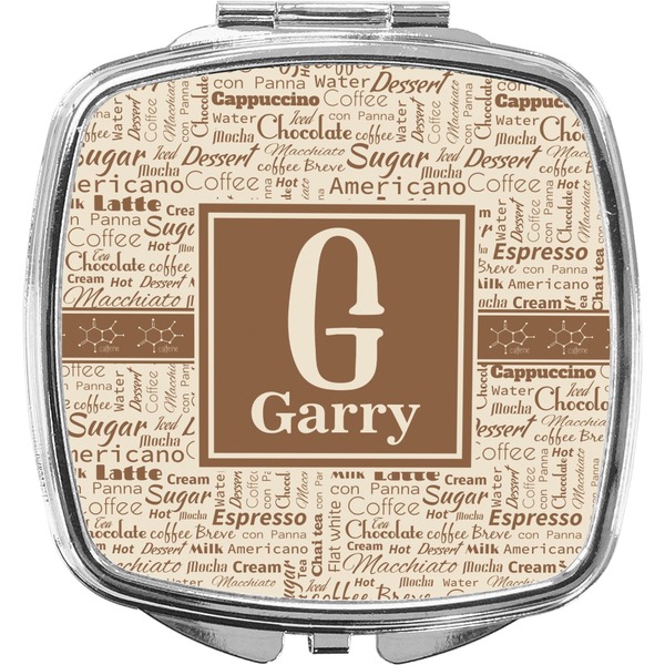 Custom Coffee Lover Compact Makeup Mirror (Personalized)