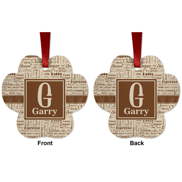 Coffee Lover Metal Paw Ornament - Front and Back