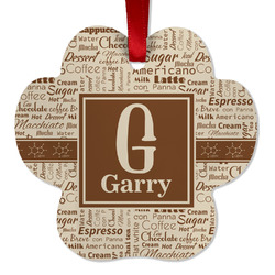 Coffee Lover Metal Paw Ornament - Double Sided w/ Name and Initial