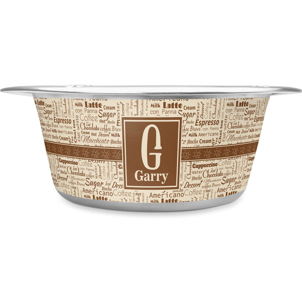 Custom Coffee Lover Stainless Steel Dog Bowl - Large (Personalized)