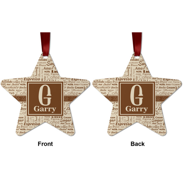 Coffee Lover Metal Star Ornament - Front and Back