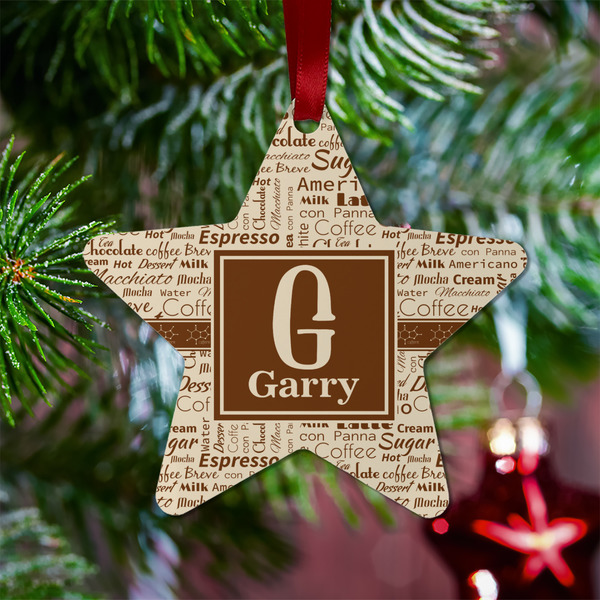 Coffee Lover Metal Star Ornament - Lifestyle
