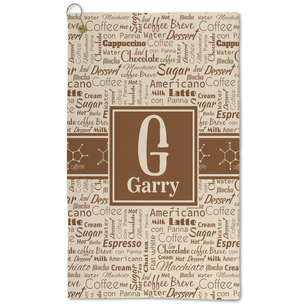 Custom Coffee Lover Microfiber Golf Towel - Large (Personalized)