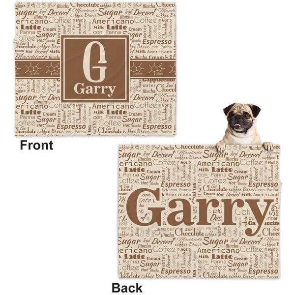 Coffee Lover Microfleece Dog Blanket - Large- Front & Back