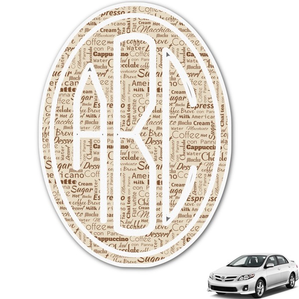 Custom Coffee Lover Monogram Car Decal (Personalized)