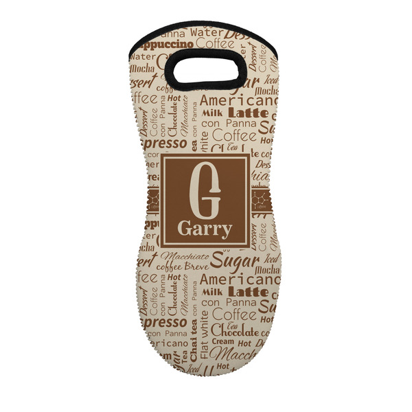 Custom Coffee Lover Neoprene Oven Mitt - Single w/ Name and Initial