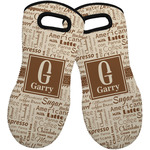 Coffee Lover Neoprene Oven Mitts - Set of 2 w/ Name and Initial