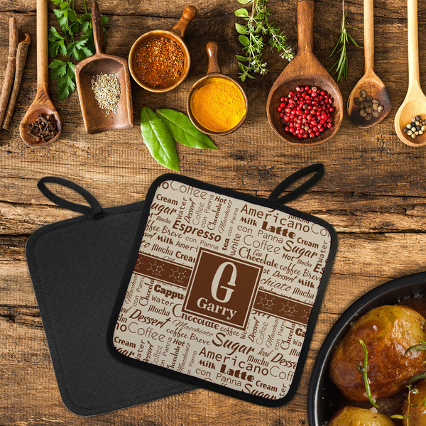 Coffee Lover Neoprene Pot Holder - Set of 2  LIFESTYLE (Flatlay)