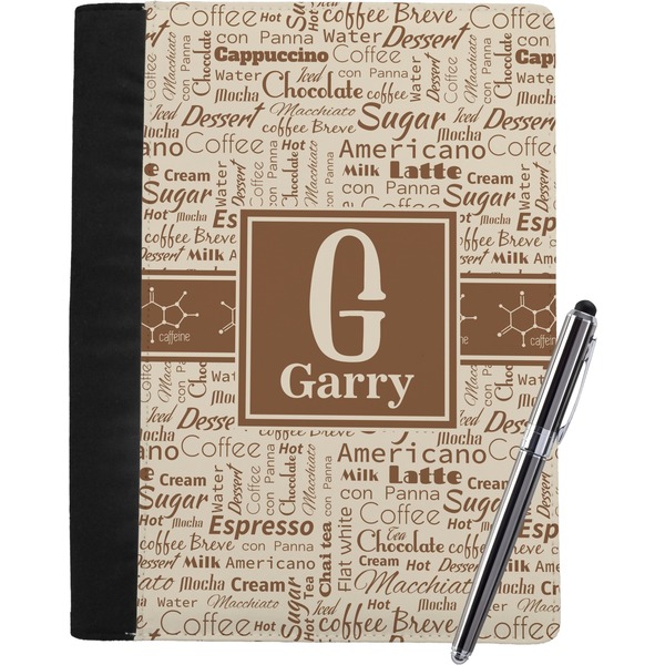 Custom Coffee Lover Notebook Padfolio - Large w/ Name and Initial