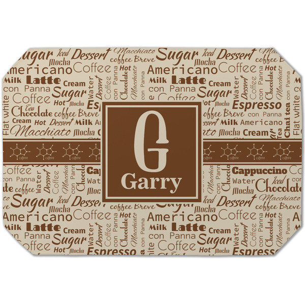 Custom Coffee Lover Dining Table Mat - Octagon (Single-Sided) w/ Name and Initial