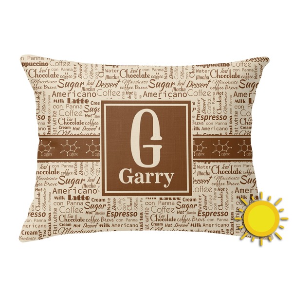 Custom Coffee Lover Outdoor Throw Pillow (Rectangular) (Personalized)