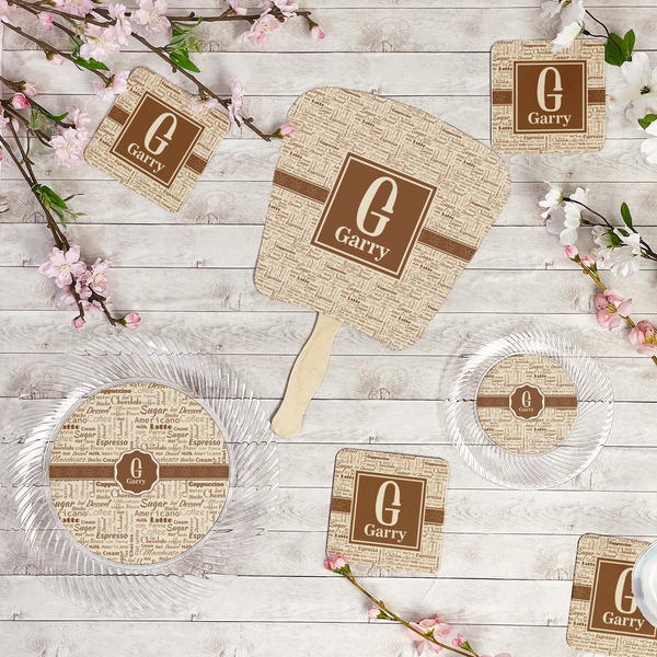 Coffee Lover Party Supplies Combination Image - All items - Plates, Coasters, Fans