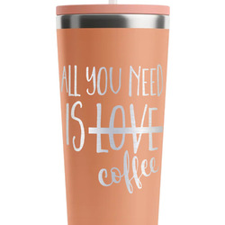 Coffee Lover RTIC Everyday Tumbler with Straw - 28oz - Peach - Single-Sided