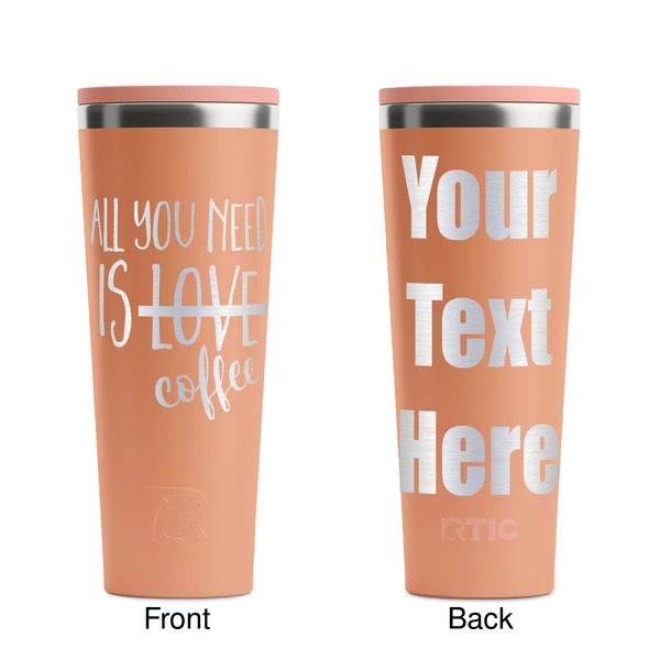 Coffee Lover Peach RTIC Everyday Tumbler - 28 oz. - Front and Back