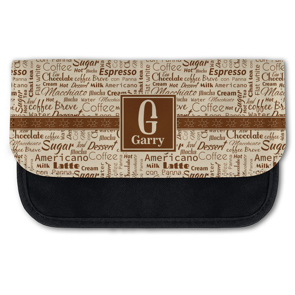 Custom Coffee Lover Canvas Pencil Case w/ Name and Initial