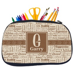 Coffee Lover Neoprene Pencil Case - Medium w/ Name and Initial