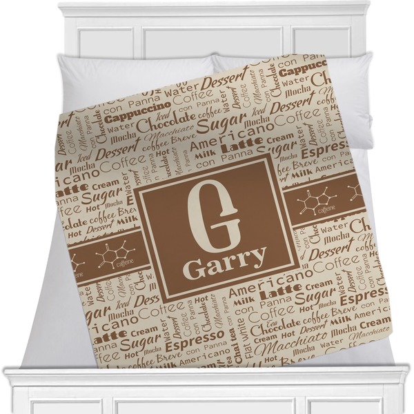 Custom Coffee Lover Minky Blanket - Toddler / Throw - 60"x50" - Single Sided (Personalized)