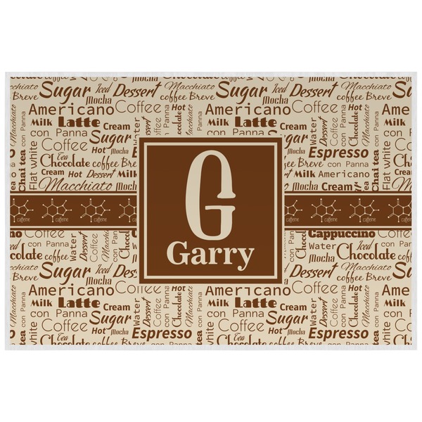 Custom Coffee Lover Laminated Placemat w/ Name and Initial