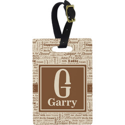 Coffee Lover Plastic Luggage Tag - Rectangular w/ Name and Initial