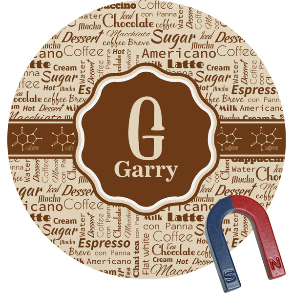 Custom Coffee Lover Round Fridge Magnet (Personalized)