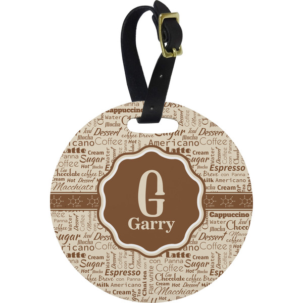 Custom Coffee Lover Plastic Luggage Tag - Round (Personalized)