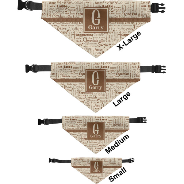 Coffee Lover Pet Bandana Sizes