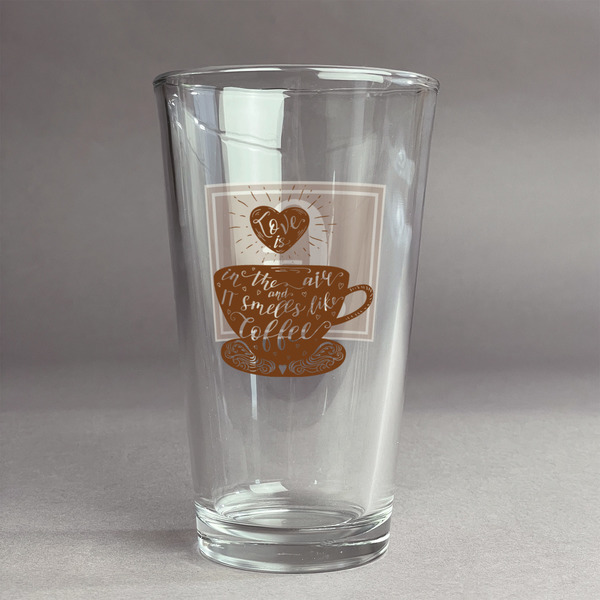 Custom Coffee Lover Pint Glass - Full Color Logo (Personalized)