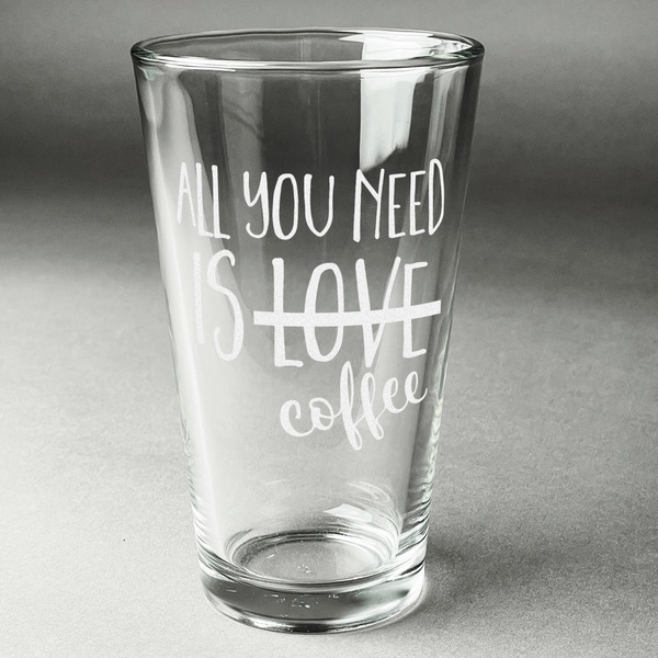 Custom Coffee Lover Pint Glass - Engraved (Single)