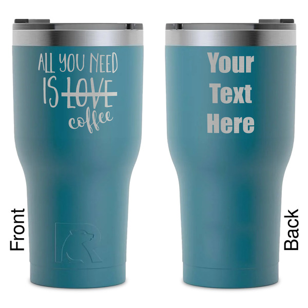 Custom Coffee Lover RTIC Tumbler - Dark Teal - Laser Engraved - Double-Sided (Personalized)