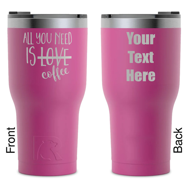 Custom Coffee Lover RTIC Tumbler - Magenta - Laser Engraved - Double-Sided (Personalized)