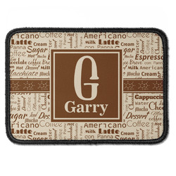 Coffee Lover Iron On Rectangle Patch w/ Name and Initial