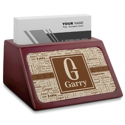 Coffee Lover Red Mahogany Business Card Holder (Personalized)