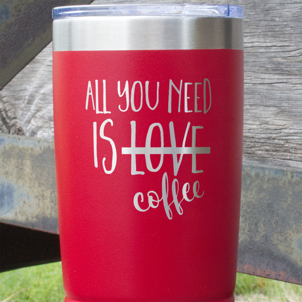 Coffee Lover Red Polar Camel Tumbler - 20oz - Close Up