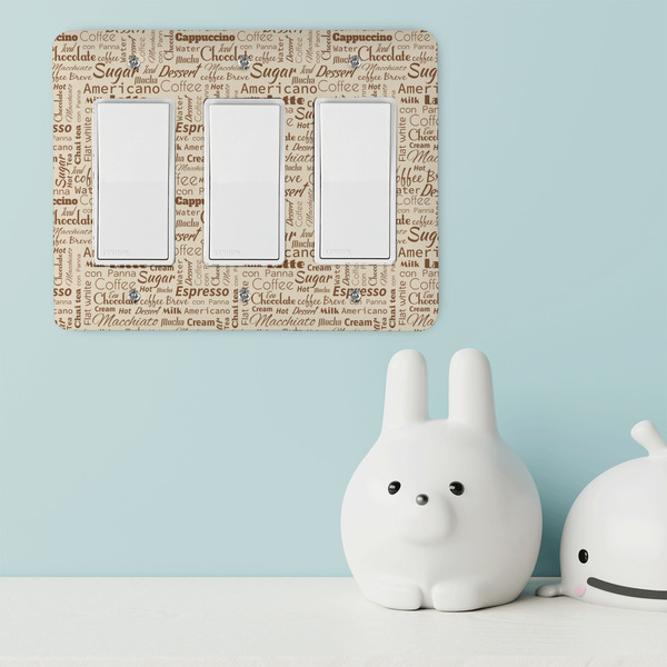 Coffee Lover Rocker Light Switch Covers - Triple - IN CONTEXT