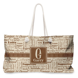 Coffee Lover Large Tote Bag with Rope Handles (Personalized)