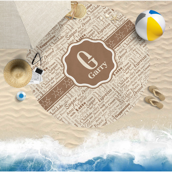 Coffee Lover Round Beach Towel Lifestyle
