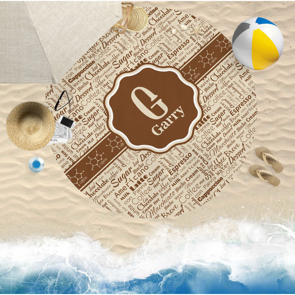 Coffee Lover Round Beach Towel Lifestyle