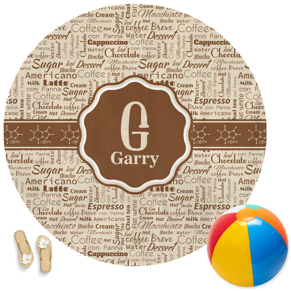 Custom Coffee Lover Round Beach Towel (Personalized)