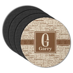 Coffee Lover Round Rubber Backed Coasters - Set of 4 (Personalized)