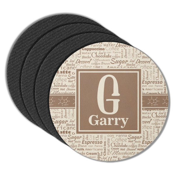 Custom Coffee Lover Round Rubber Backed Coasters - Set of 4 (Personalized)