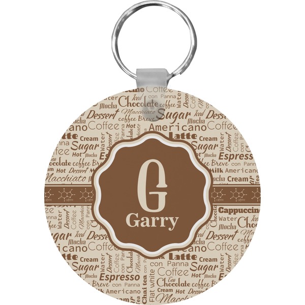 Custom Coffee Lover Round Plastic Keychain (Personalized)