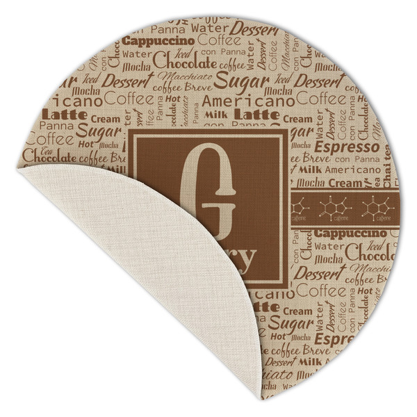 Coffee Lover Round Linen Placemats - Front (folded corner single sided)